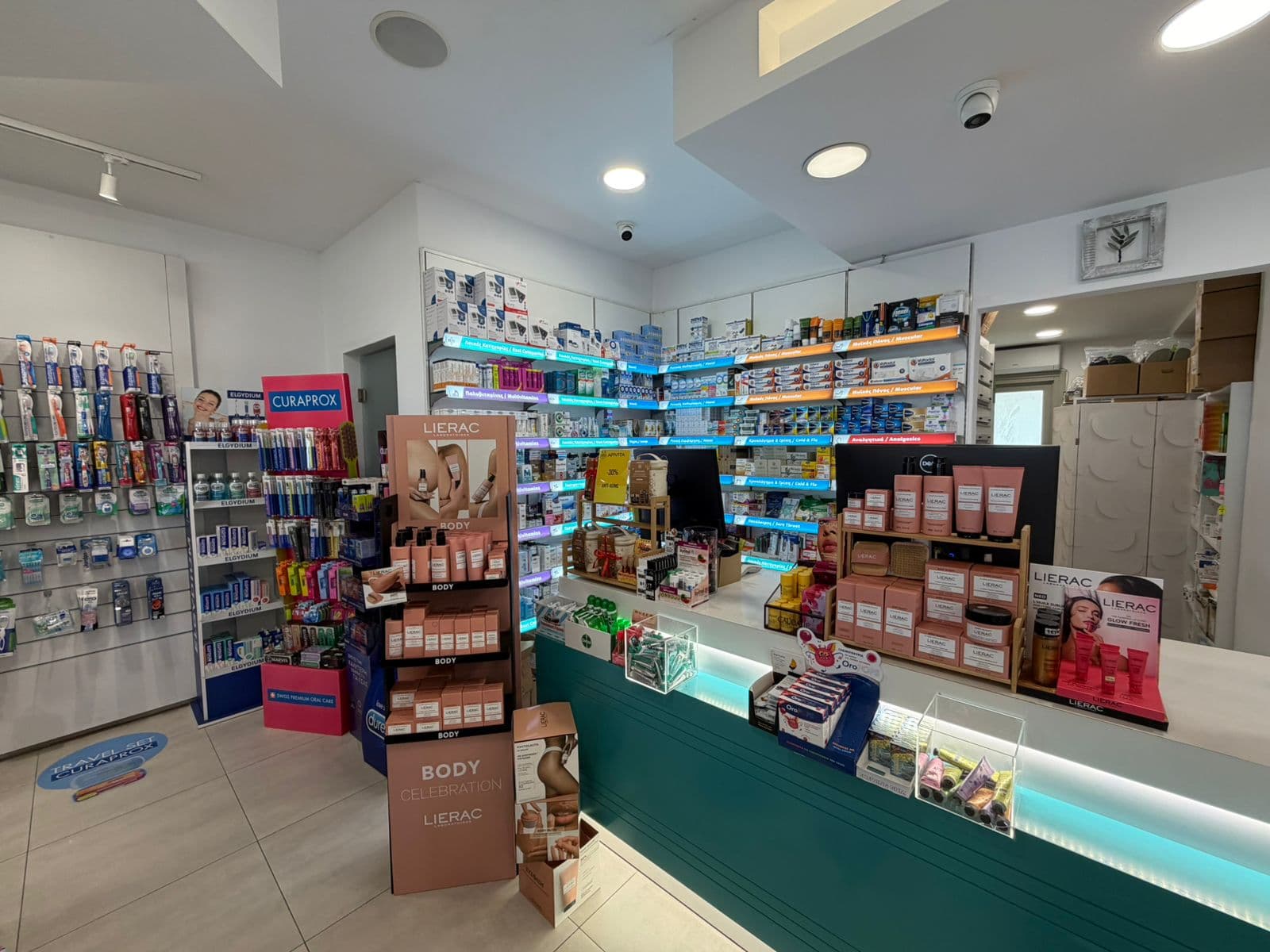 Front counter with curated beauty and body-care displays